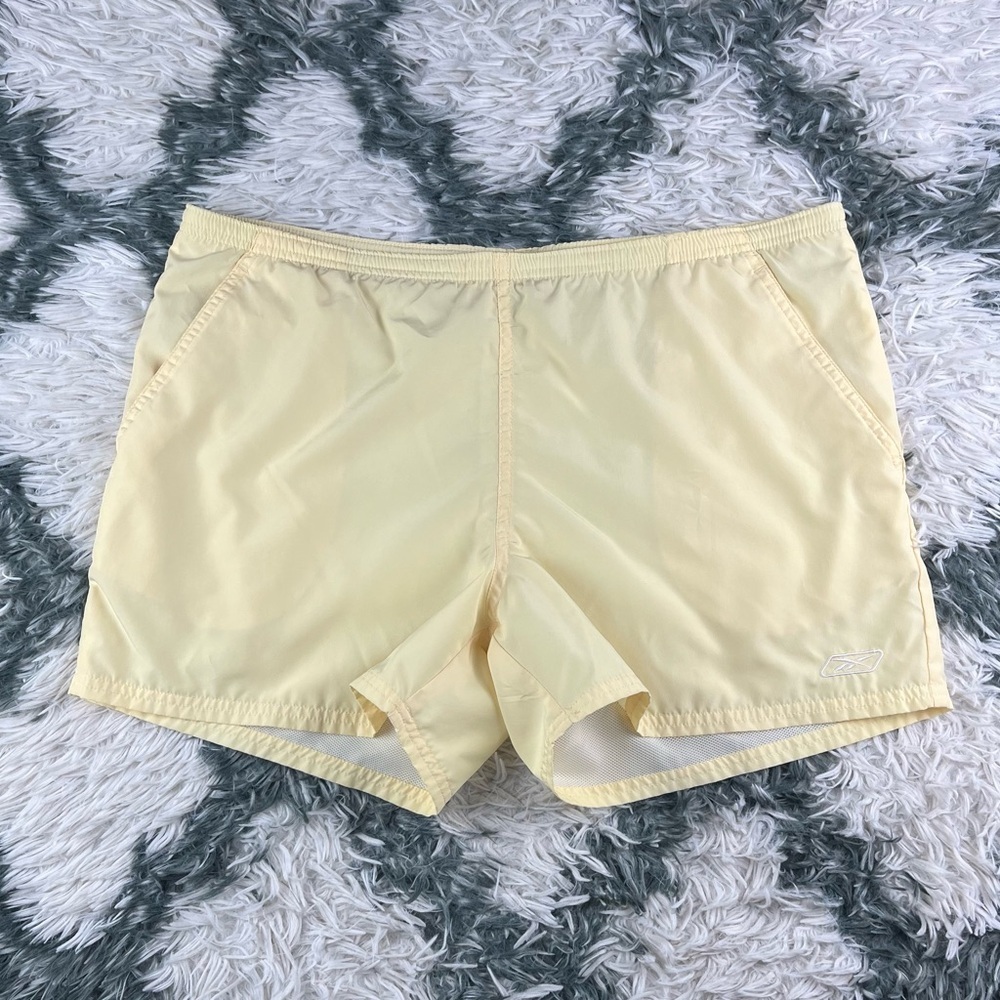 Vintage Reebok Men's Yellow Swim Trunks Size Large
